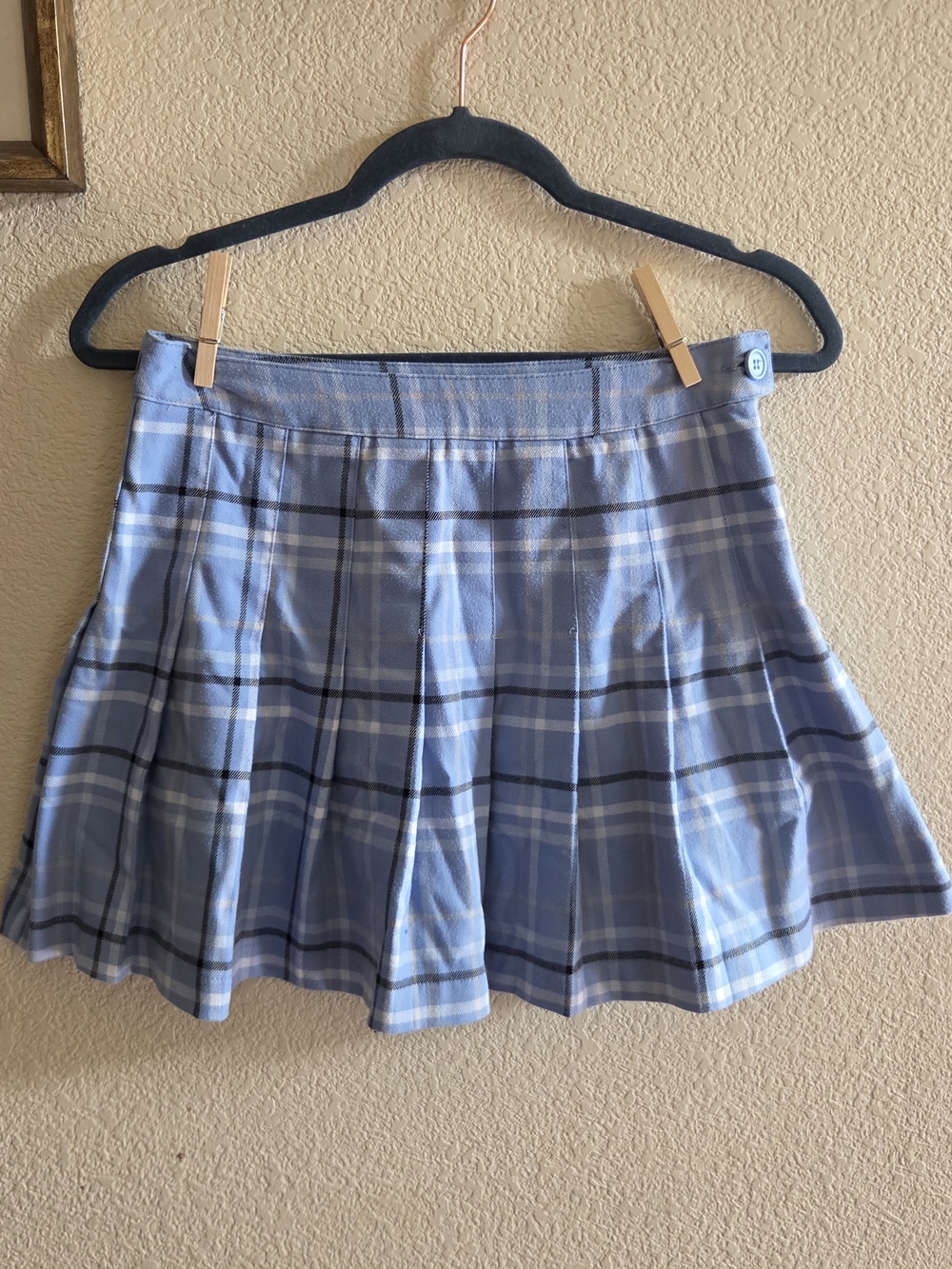 Full TILT Light Blue Plaid Pleated Mini Skirt